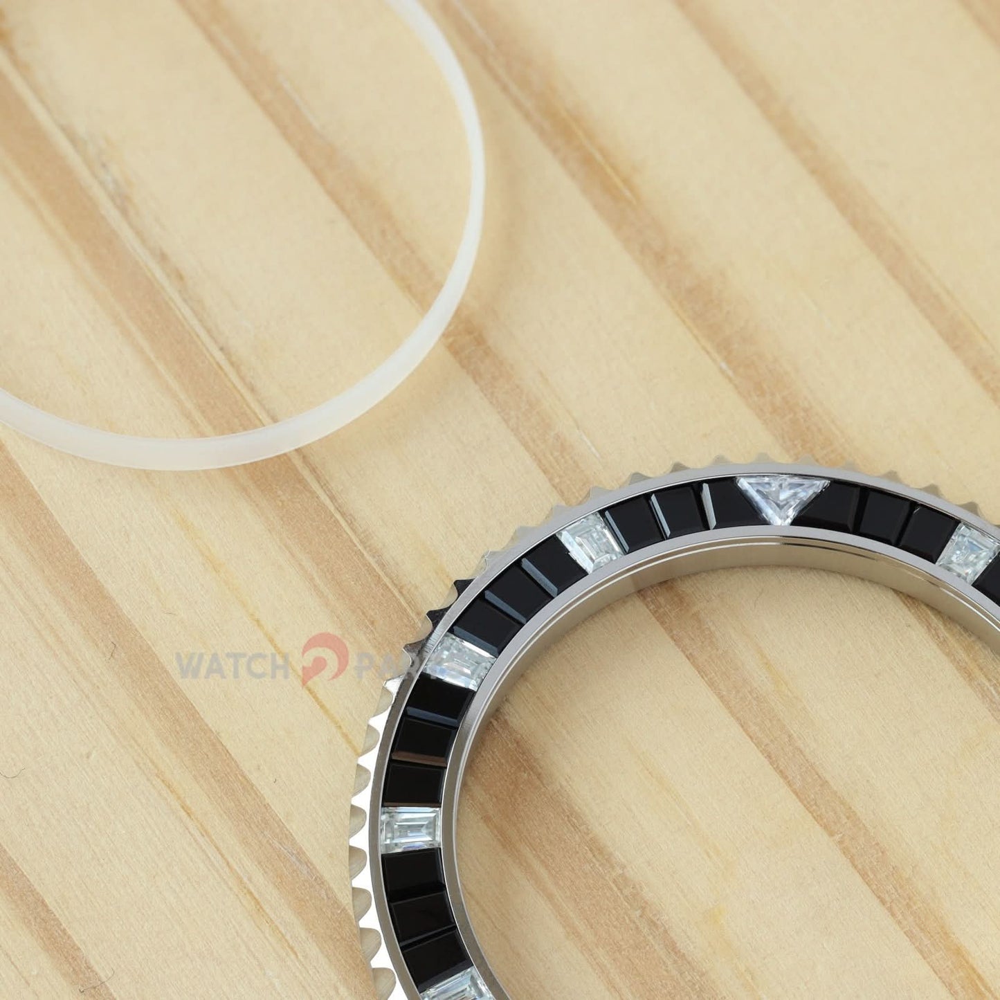 Black Onyx & Synthetic Moissanite Diamond Watch Bezel for Rolex Submariner 40/41mm Watch Gemstone Bezel - watch2parts
