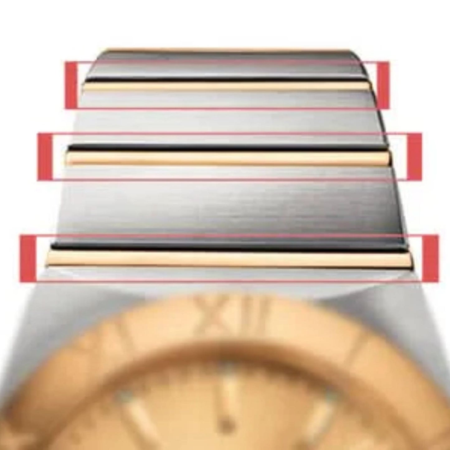 Piezas de segmento de reparación de la banda de oro de 18k Gold Watch para la correa de reloj de la constelación de omega