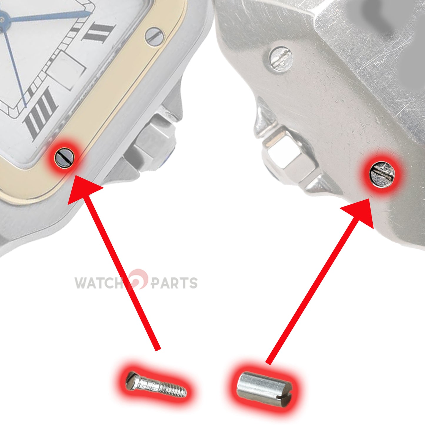 Watch Bezel/Case Back Screw for Cartier Santos 1980S 2961 29x41mm Chronograph Watch - watch2parts