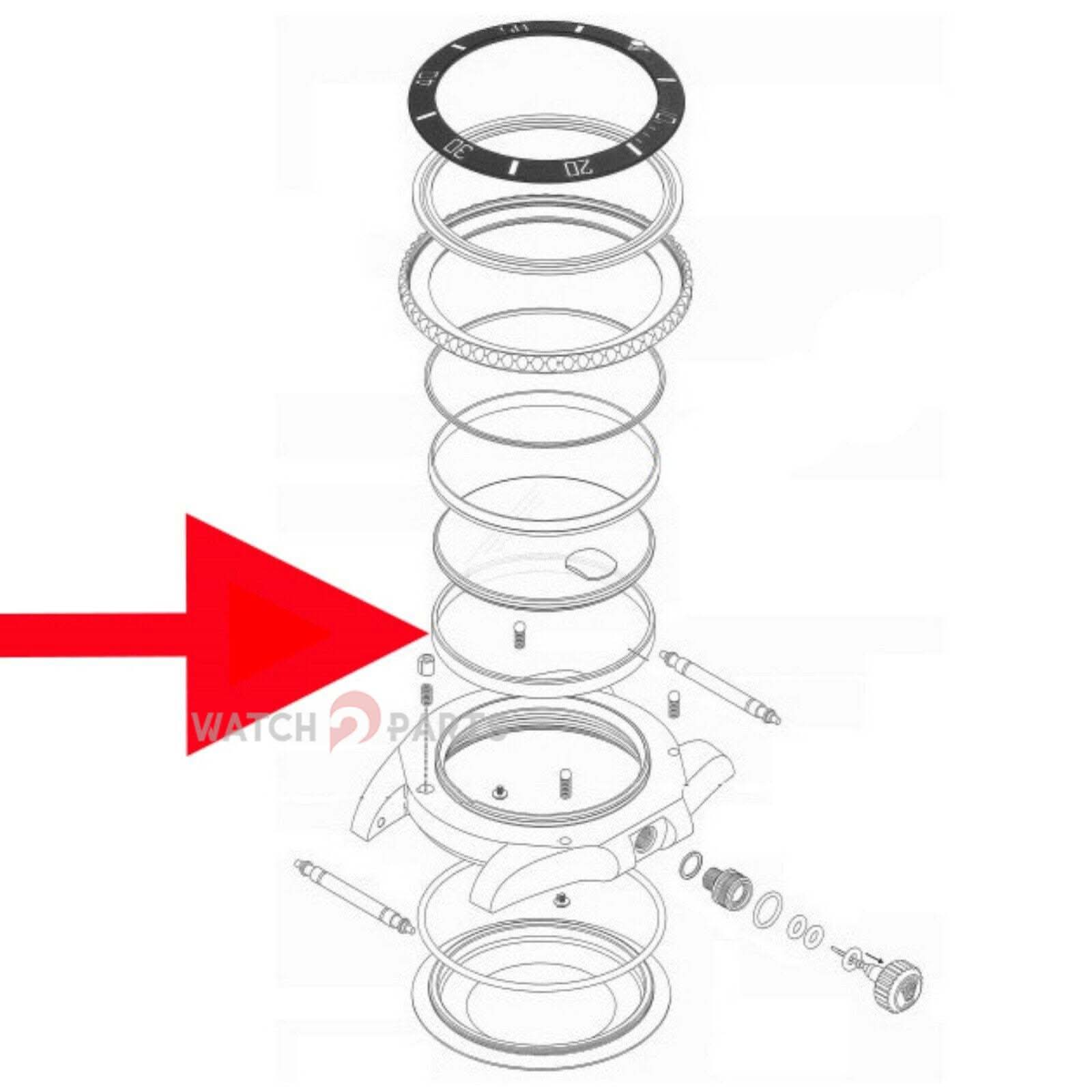 Anneau de support en cristal en acier pour Rolex Submariner 41mm 126610 Joint fixe de montre