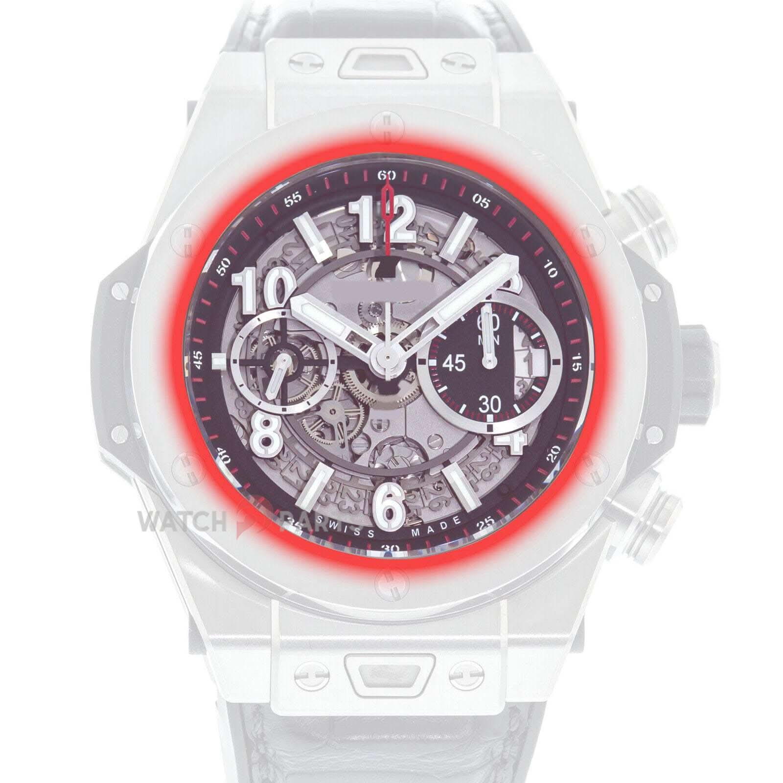 Cristal de zafiro para Hublot 411 Big Bang 45 mm delantero y estuche hacia atrás vidrio