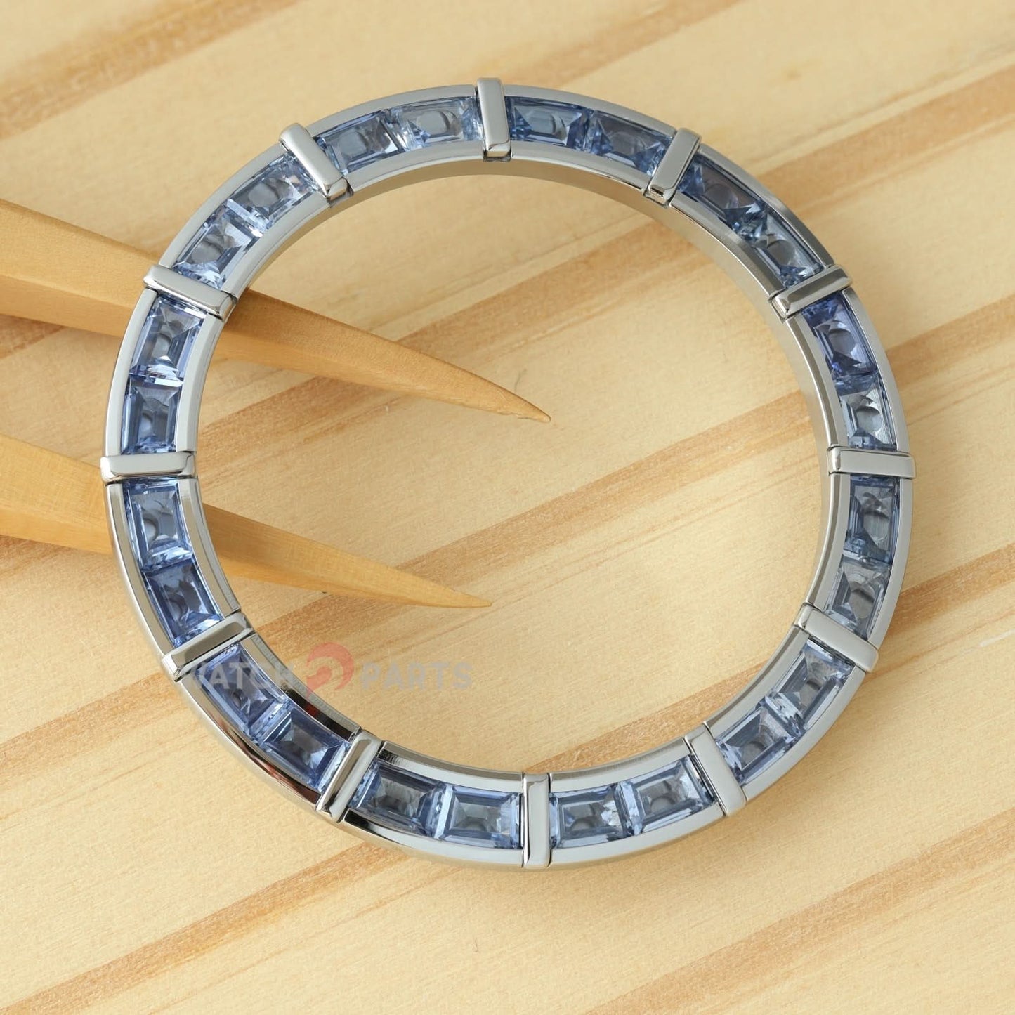 24 Baguette Synthetic Blue الياقوت الماس الفضية السات