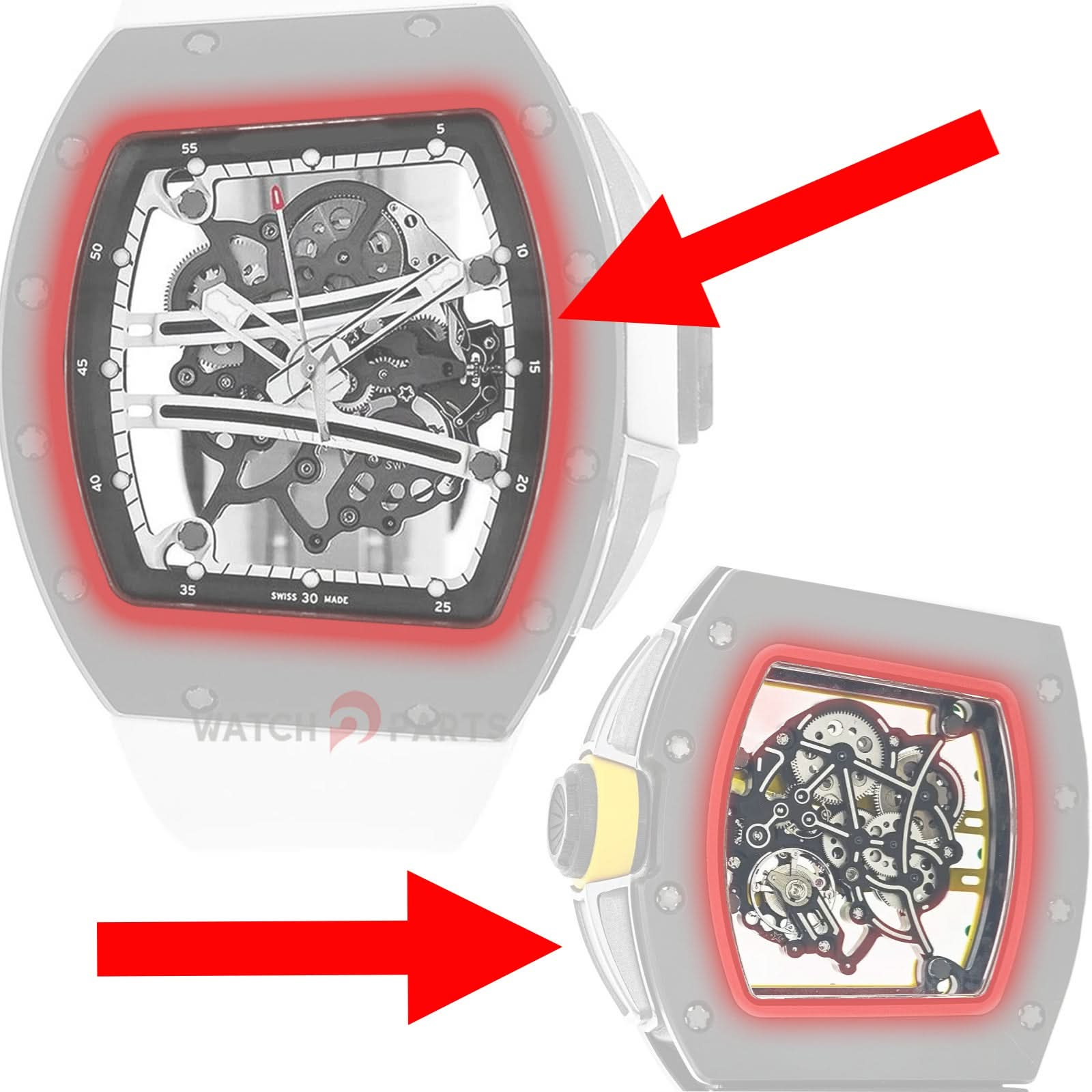 Crystal de montre Sapphire pour Richard Mille RM061-01 Verre de montre automatique