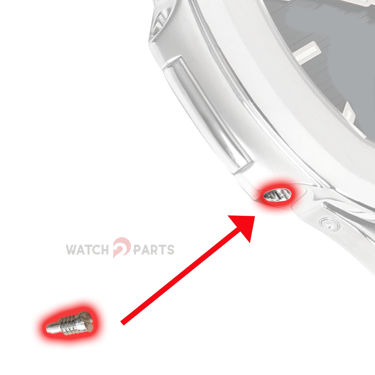 18K Gold/White Gold Watch Case Side Screw for Patek Philippe PP 5712 Nautilus 40mm Watch