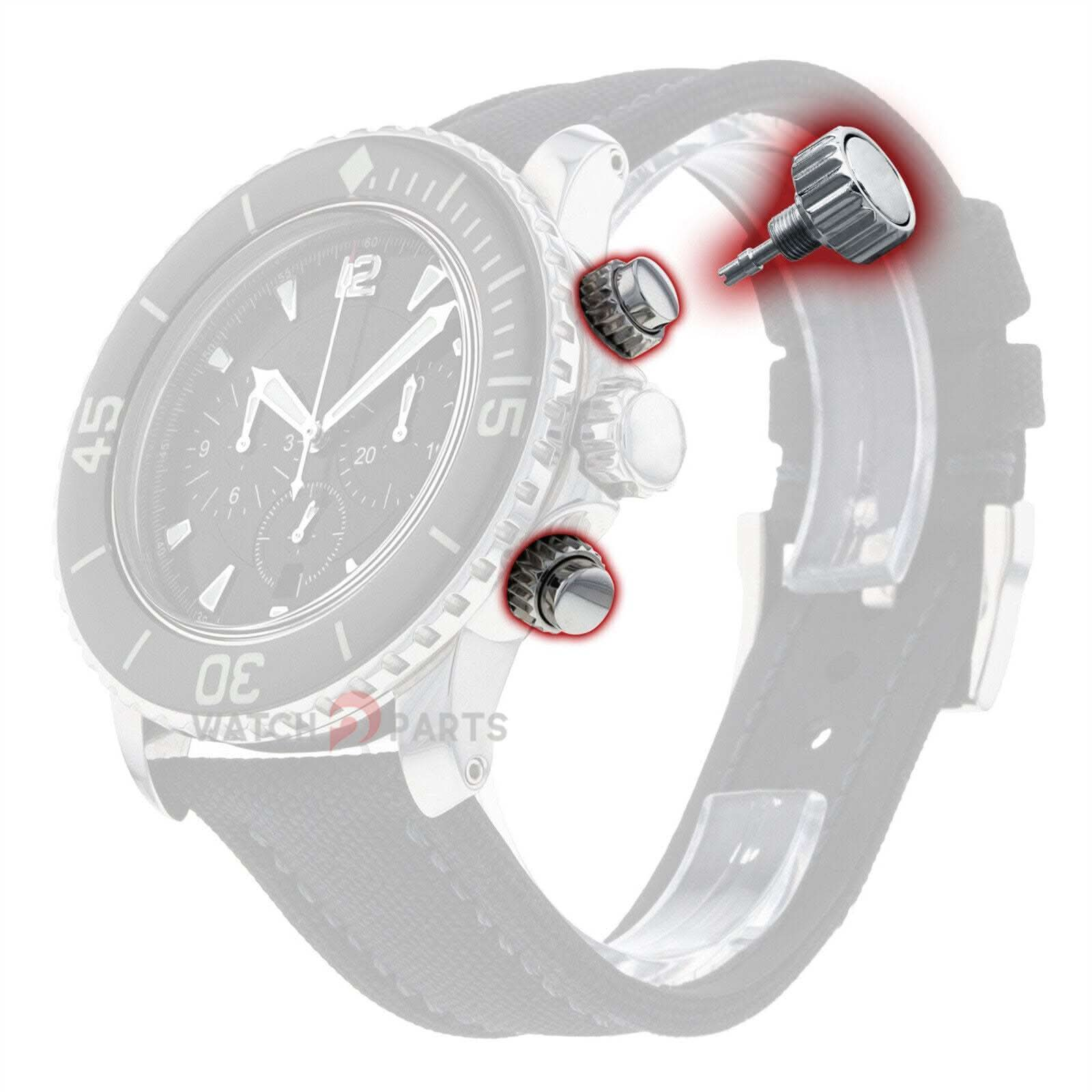 Le bouton de montée sur le poussoir pour Blancpain Fifty Fathoms 5085 45 mm montre