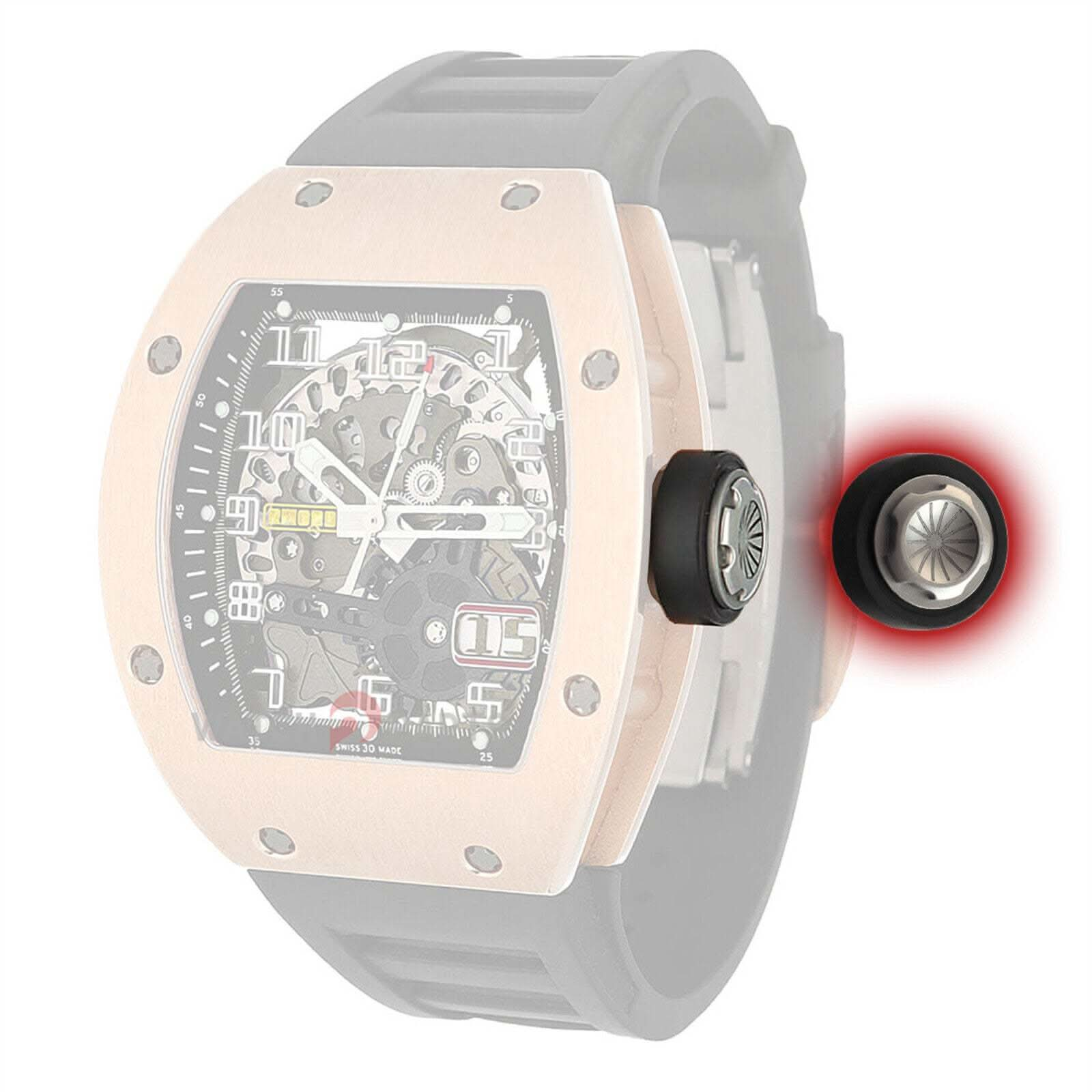 Watch Titanium&Rubber Crown for Richard Mille RM029 RM030 Watch