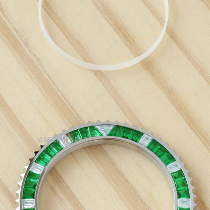 Безель с синтетическими изумрудами и муассанитами для часов Rolex Submariner 40/41 мм, безель с драгоценными камнями