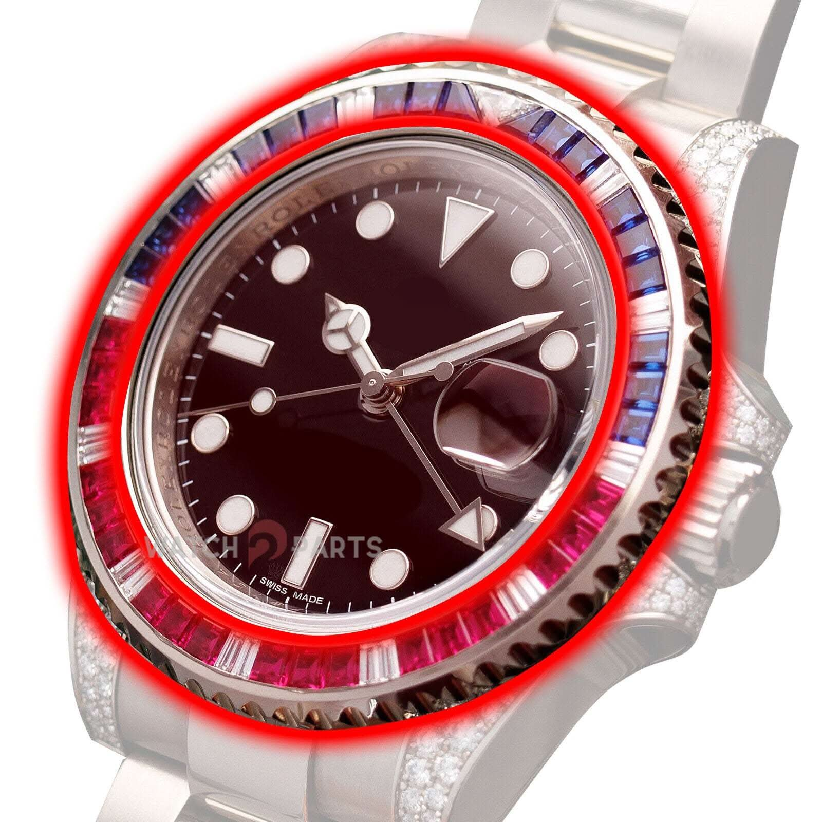 Regenbogen CVD Synthetische Edelsteinbeobachtung für Rolex 16710 GMT-Master II 40 mm