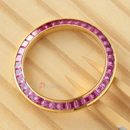Pink Gemstone Gold Watch Bezel para Rolex Daytona 40 mm Watch