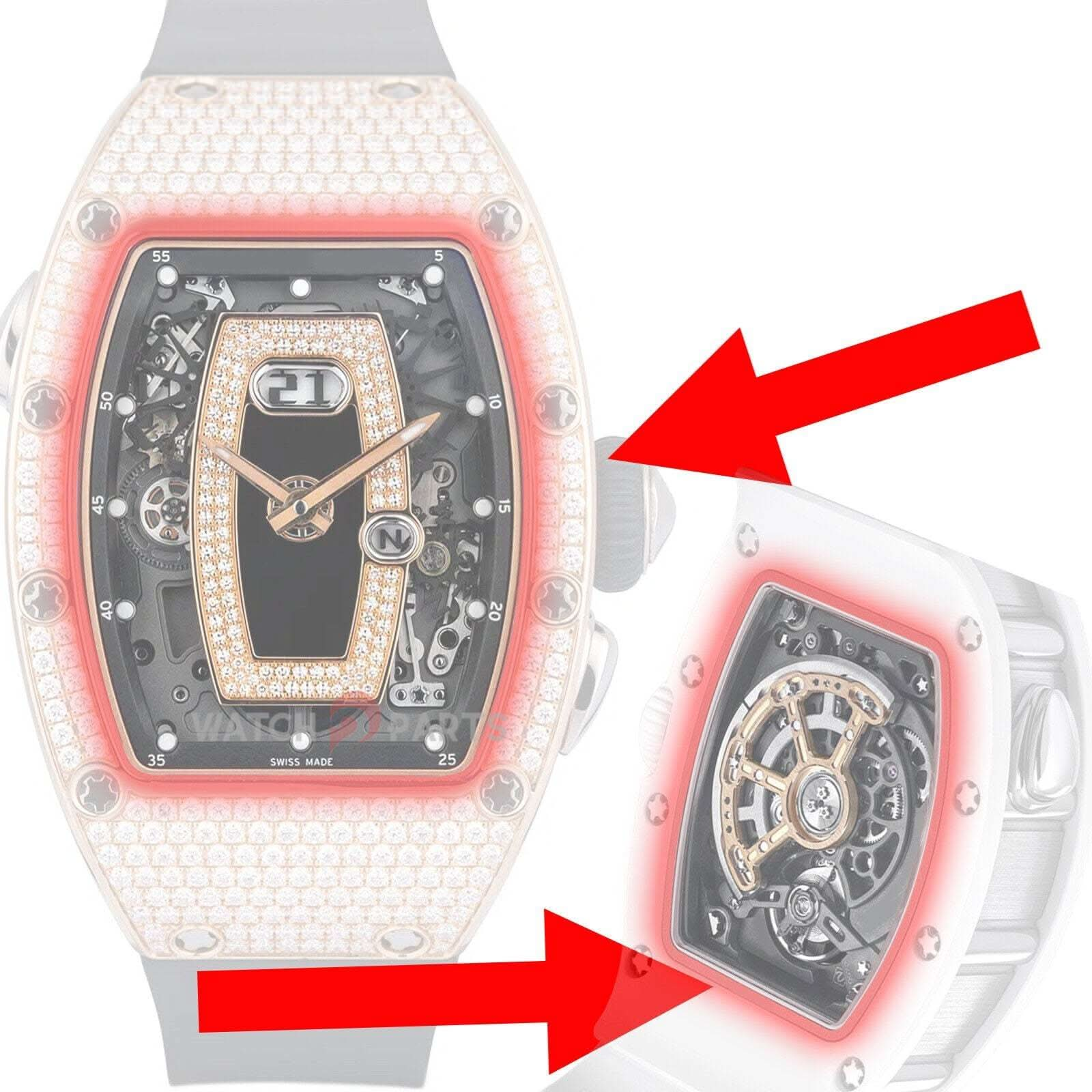 Sapphire Watch Crystal für Richard Mille RM037 Automatische AR -Beschichtungsuhrglas