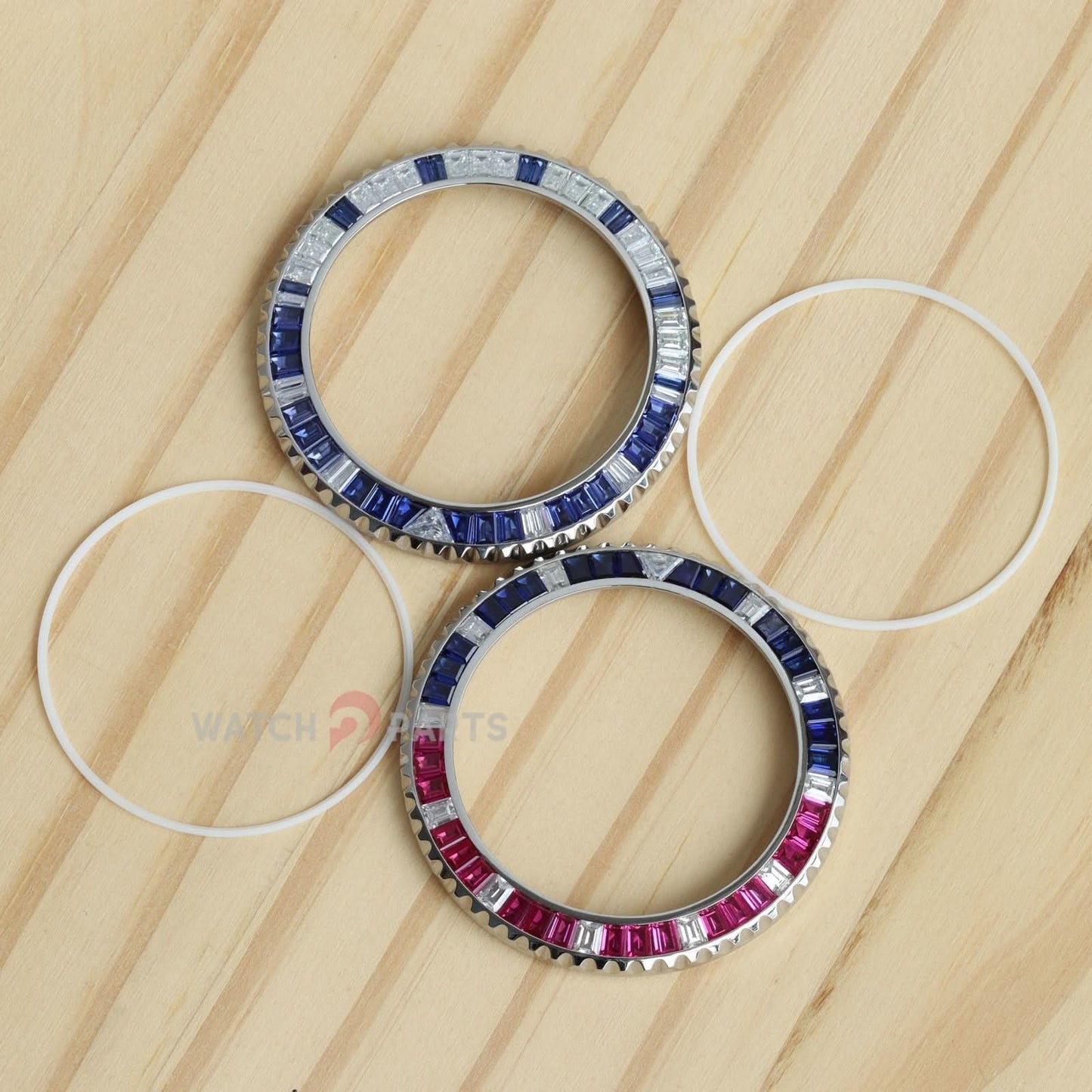 Moissanite/Blue Sapphire & Rubies Watch Bisel para Rolex GMT-Master II 40 mm Reloj