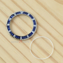 Synthetic Blue Sapphire & Moissanite Diamond Watch Bisel para Rolex Submariner 40/41 mm Watch Gemstone Bisel