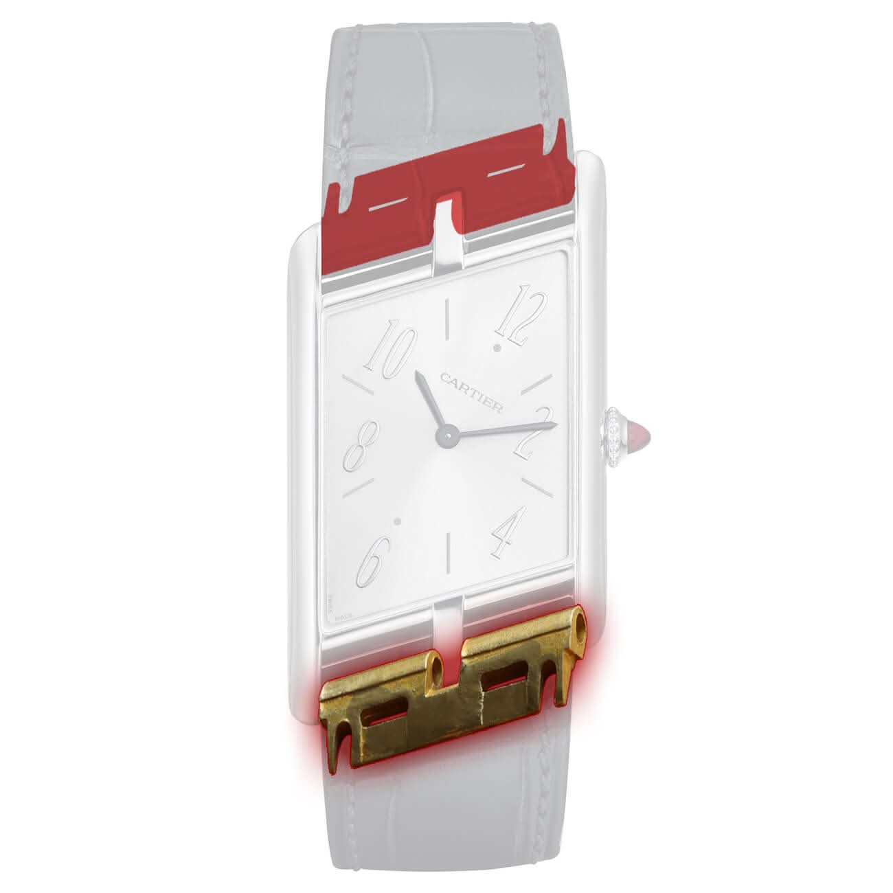 Watch Strap Insert Inside for Cartier Tank Asymetrique WGTA0044 47.15*26.2mm Leather Band