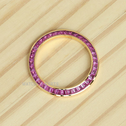 Pink Gemstone Gold Watch Bezel para Rolex Daytona 40 mm Watch