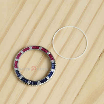 Moissanite/Blue Sapphire & Rubies Watch Bisel para Rolex GMT-Master II 40 mm Reloj