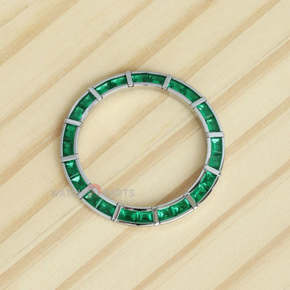 24 Baguette Synthetic Emerald Watch Bezel for Rolex Daytona 40mm Watch Gemstone Bezel