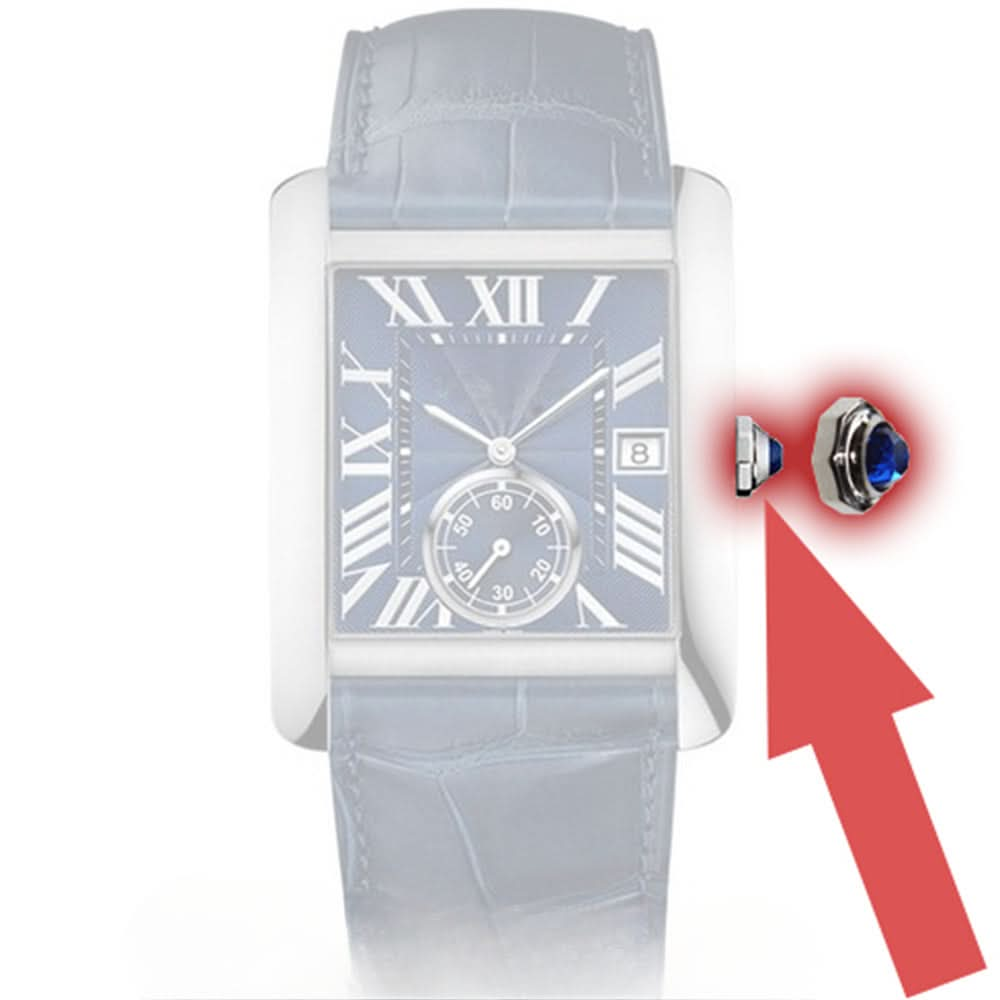 Blue Sapphire Crystal Watch Crown für Cartier Tank Mc kleine Sekunden Mann Watch