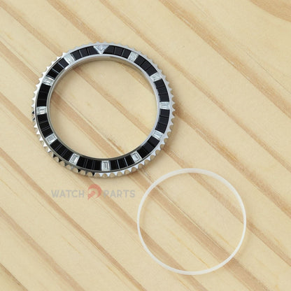 Безель из черного оникса и синтетического муассанита с бриллиантами для часов Rolex Submariner 40/41 мм, безель из драгоценных камней