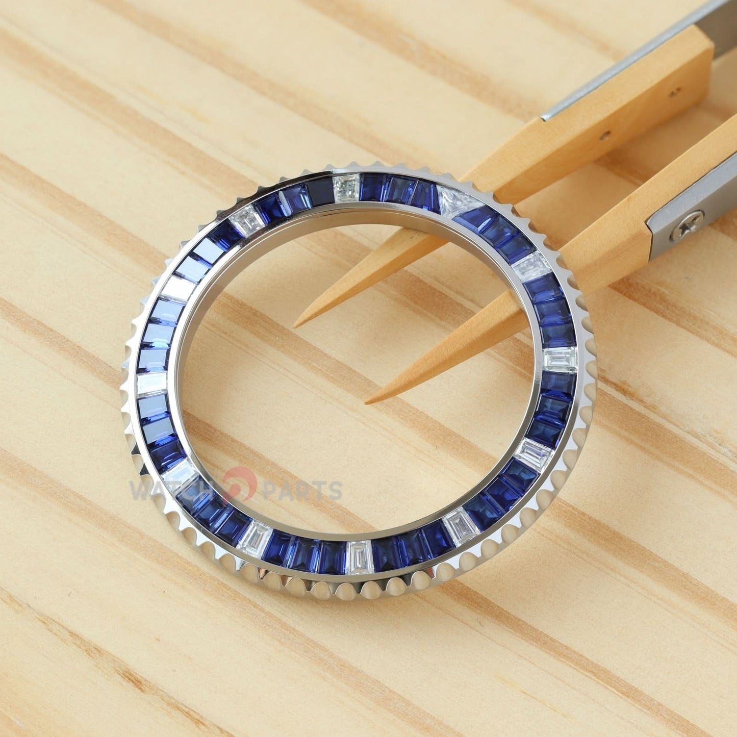 Synthetic Blue Sapphire & Moissanite Diamond Watch Bezel for Rolex Submariner 40/41mm Watch Gemstone Bezel