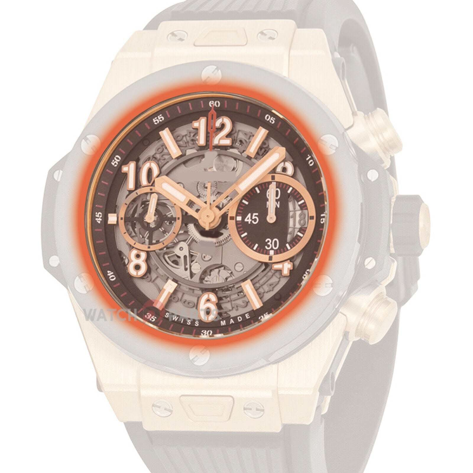 Crystal saphir pour Hublot 411 Big Bang 45 mm avant et carasse arrière Glotte de montre