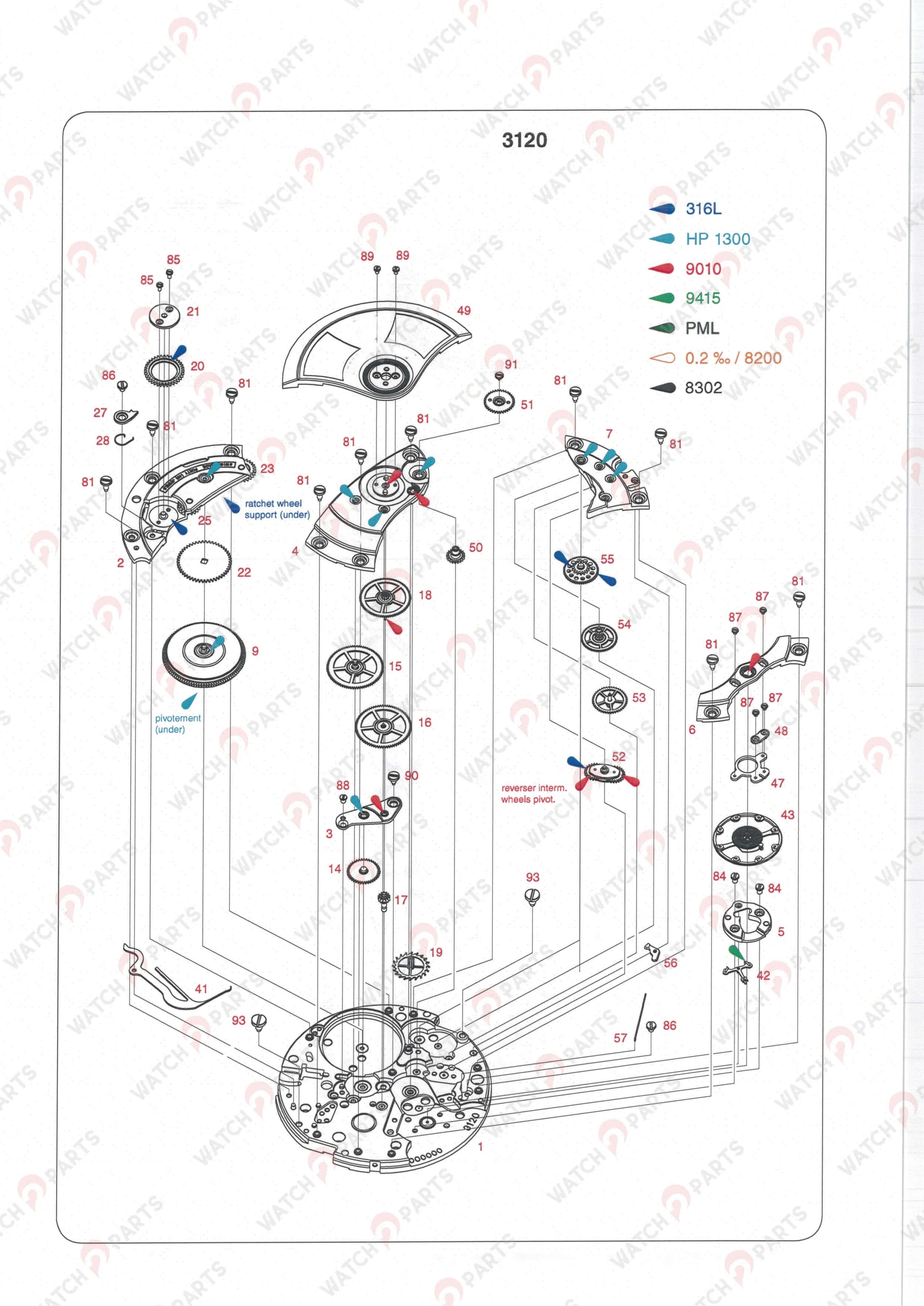 Ruota assemblata in barile per Audemars Piguet Cal 3120 AP Calibre Watch Movement Parte 9