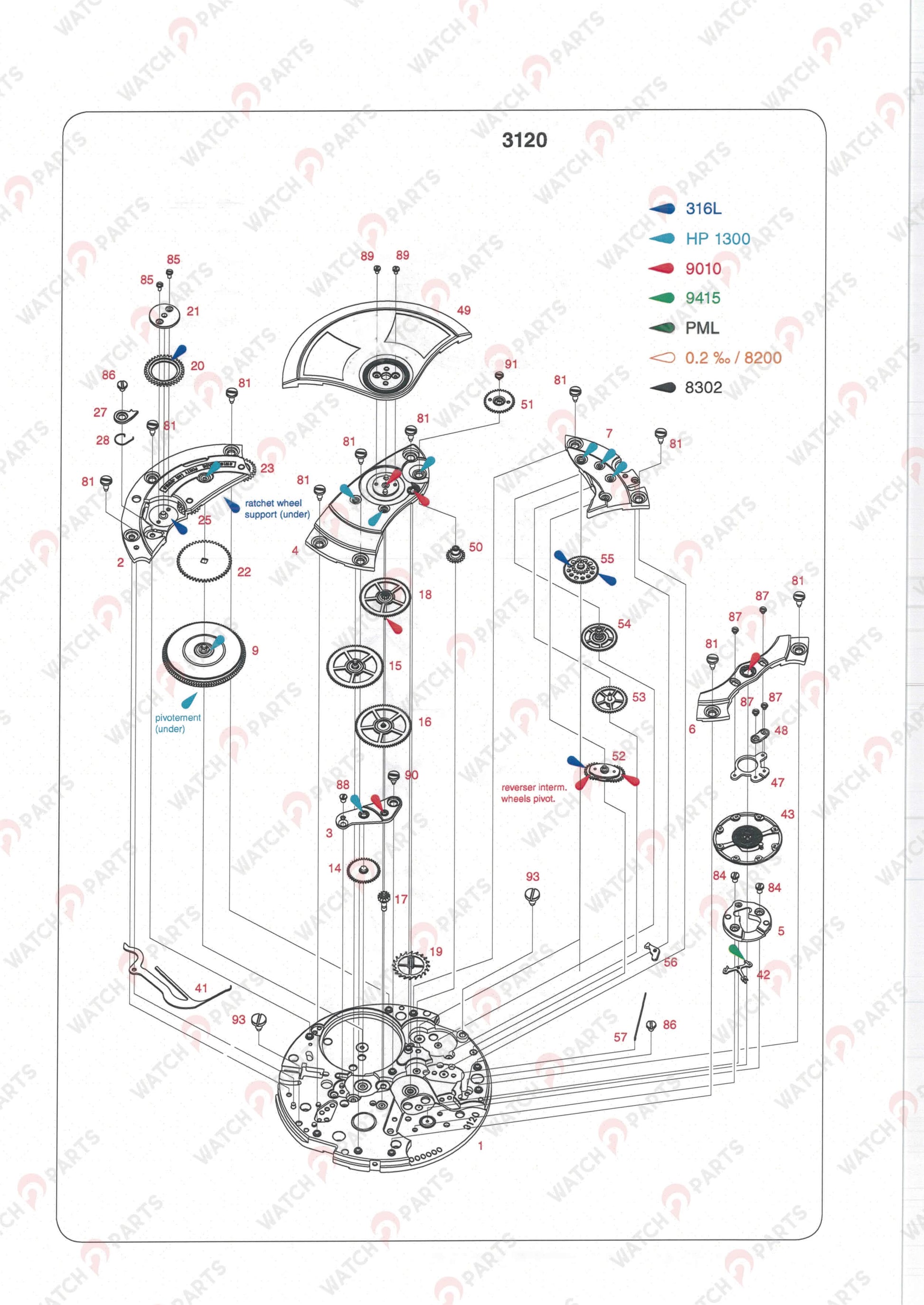 Yoke Stop Click Spring for Audemars Piguet Cal 3120 3126 AP Watch Movement Part 57 - watch2parts