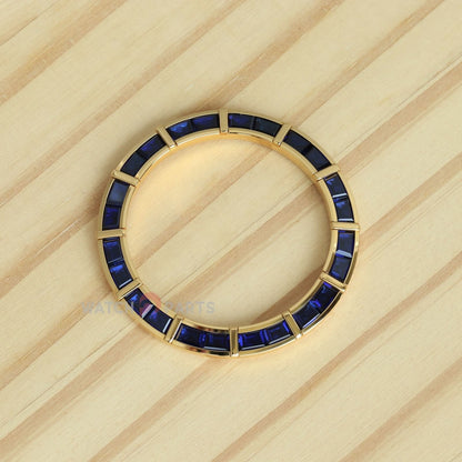 24 Baguette sintético azul de zafiro oscuro de zafiro de diamante bisel para rolex daytona 40 mm watch bisel de piedra preciosa