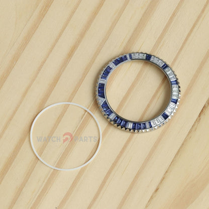 Moissanite/Blue Sapphire & Rubies Watch Bisel para Rolex GMT-Master II 40 mm Reloj