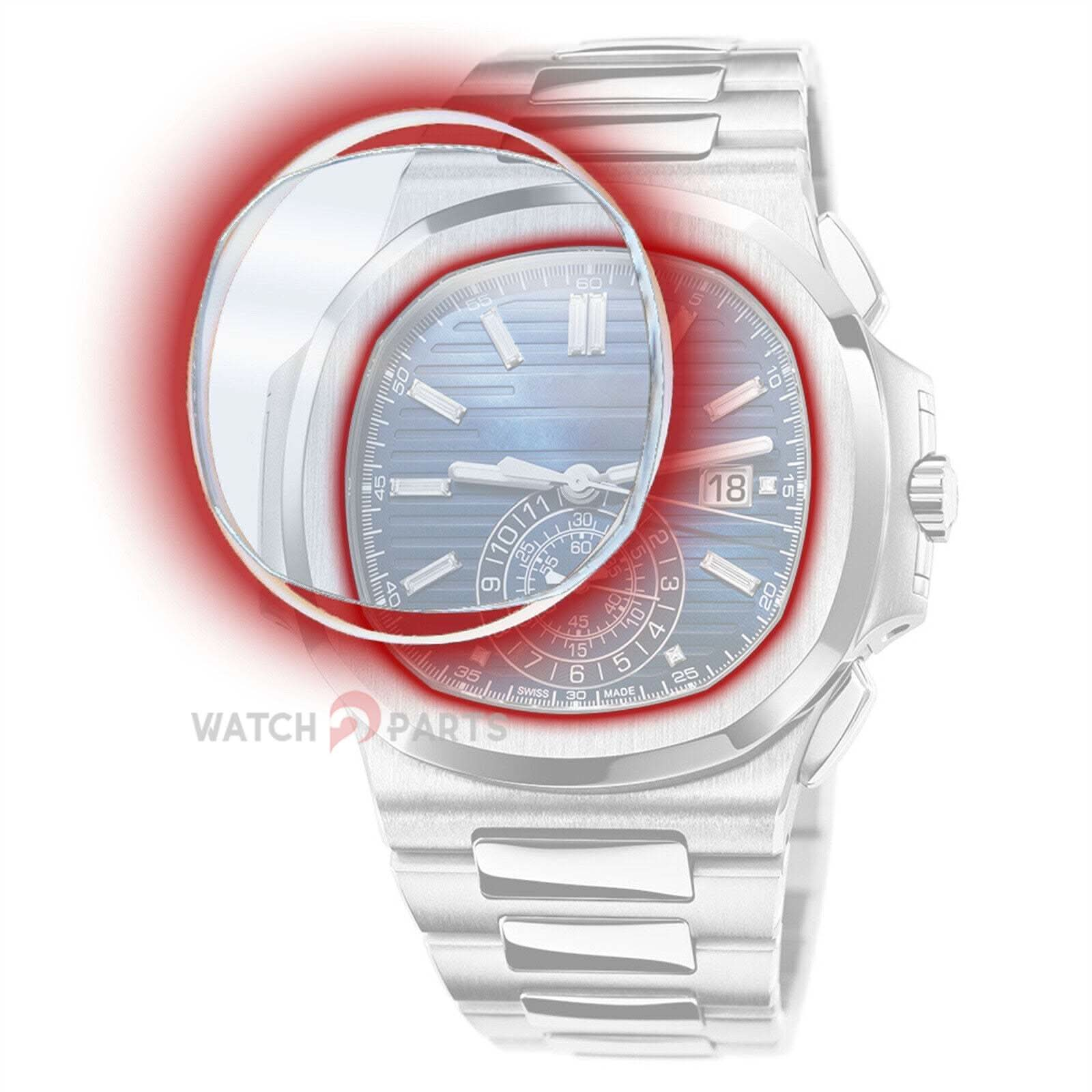 Regardez Crystal pour Patek Philippe 5976 Nautilus Watch Sapphire Glass avec joint