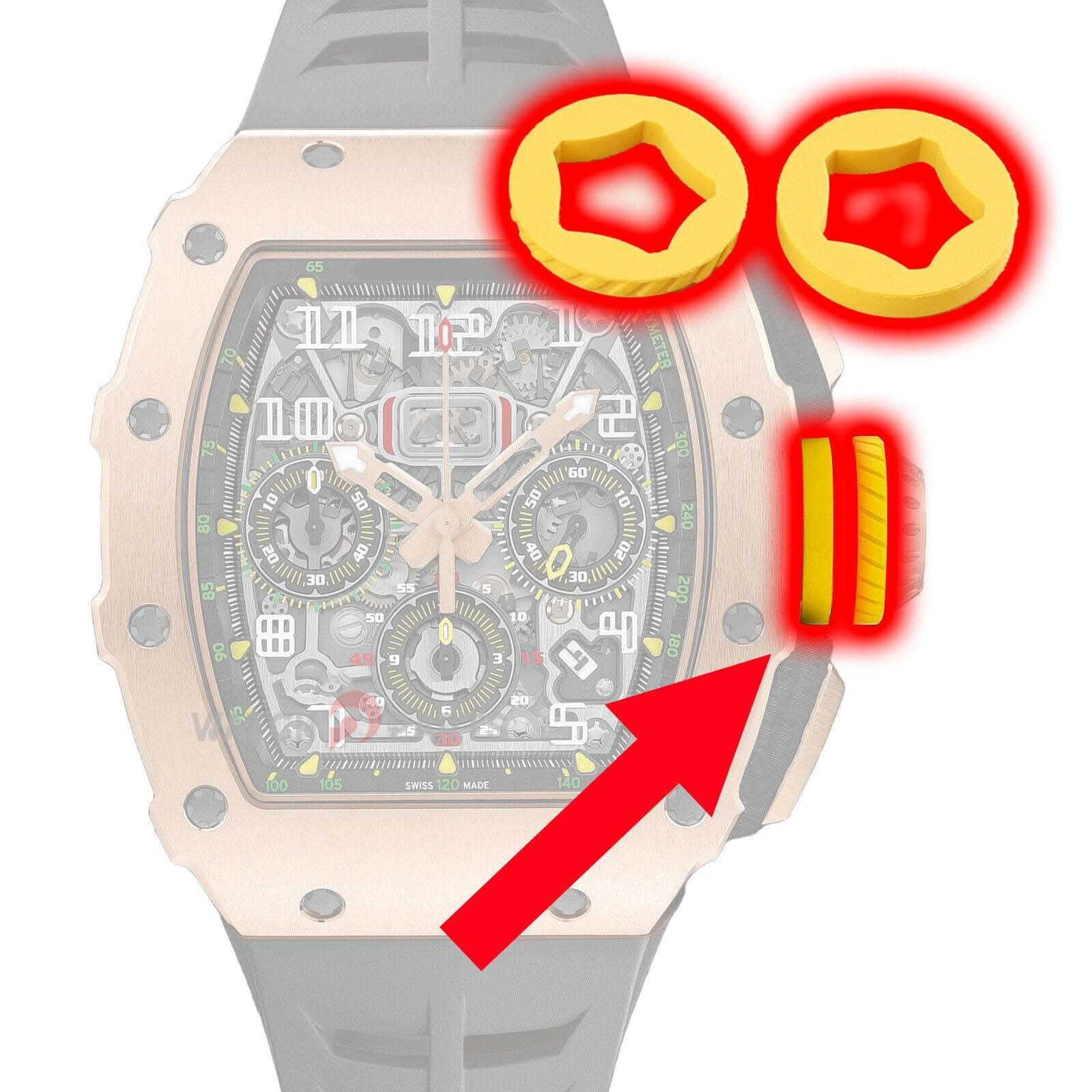 Fluoro Gummi-Uhr-Kronring für Richard Mille RM 11-03 Uhrenkronabdeckung