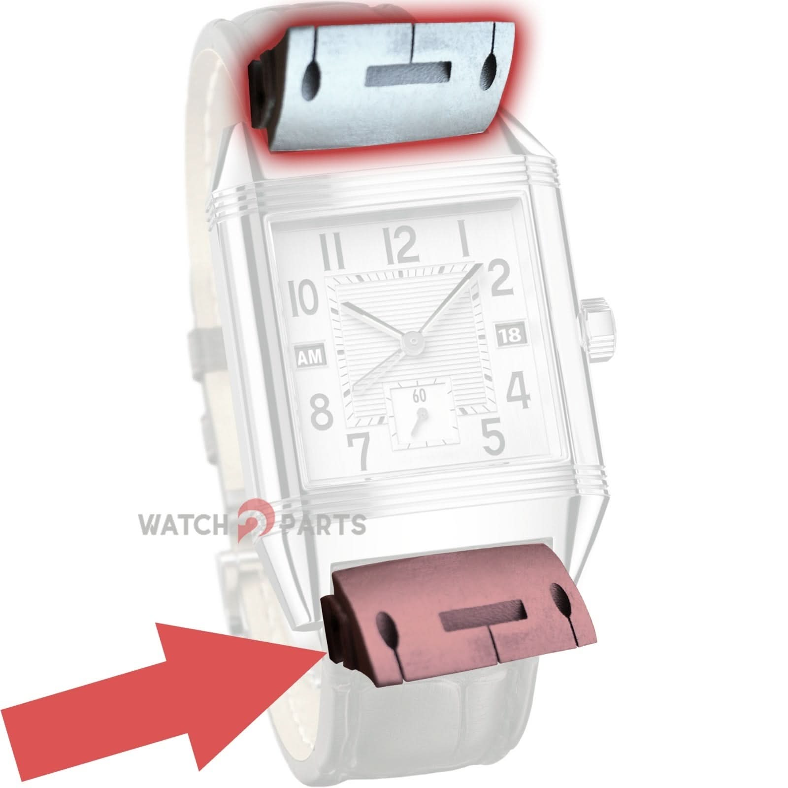 Watch Leather Strap Insert for Jaeger-Lecoultre Reverso Squadra Hometime 22mm Watch Band Parts