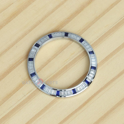 Synthetic Moissanite Diamond & Dark Blue Sapphire Watch Bisel para Rolex Daytona 40 mm Watch Gemstone Bezel