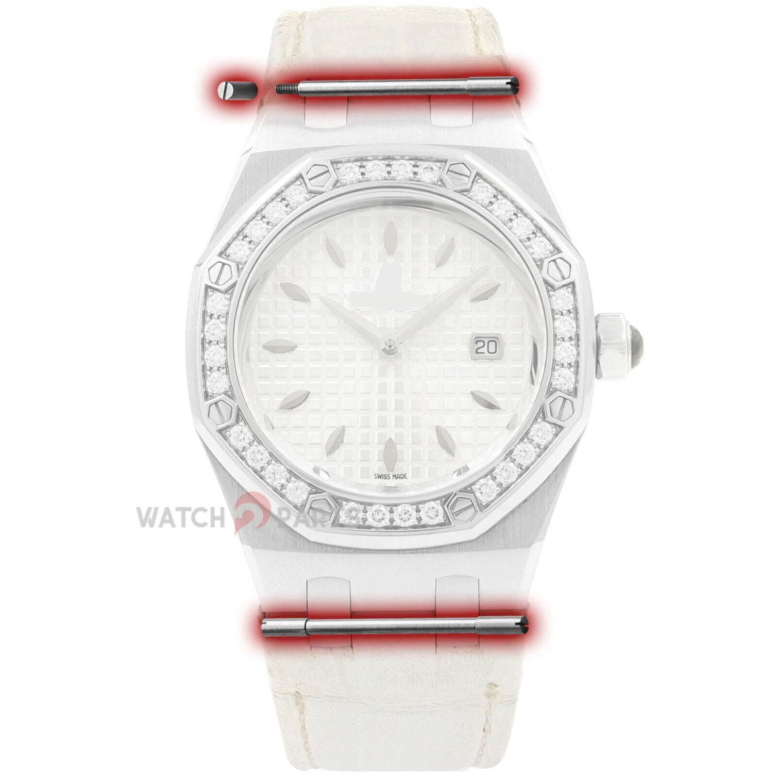 شاهد دبوس أنبوب المسمار لفرقة Audemars Piguet 67620 AP Royal Oak Lady 33mm Watch