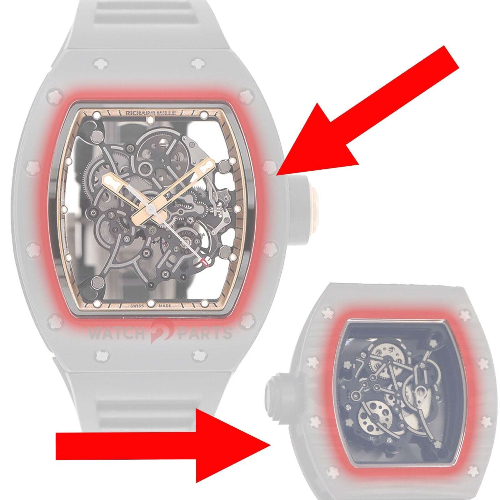 AR revêtement saphir watch cristal pour Richard Mille RM055 Verre de montre automatique