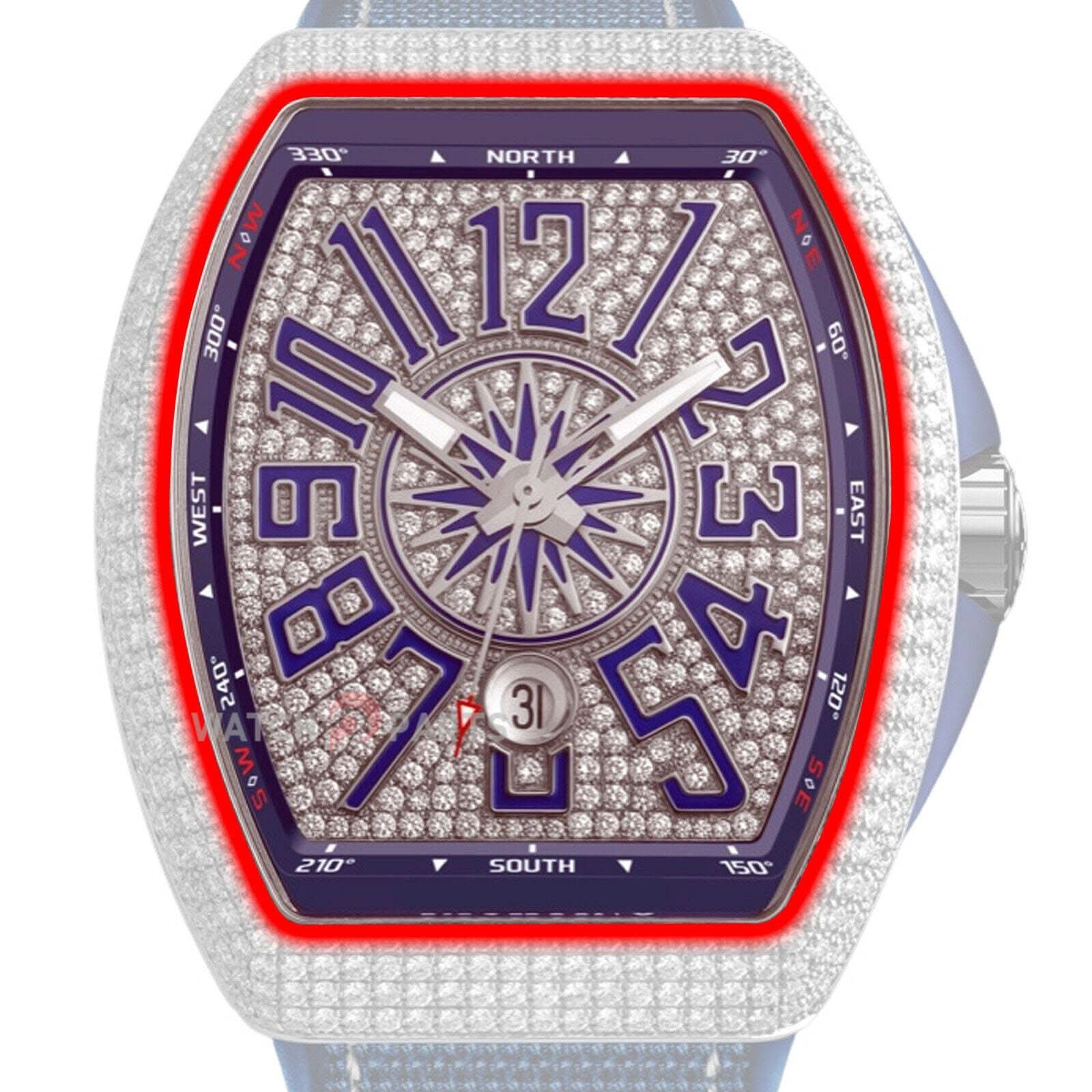 Cristal de zafiro para Franck Muller Vanguard V41 Arched Watch Glass