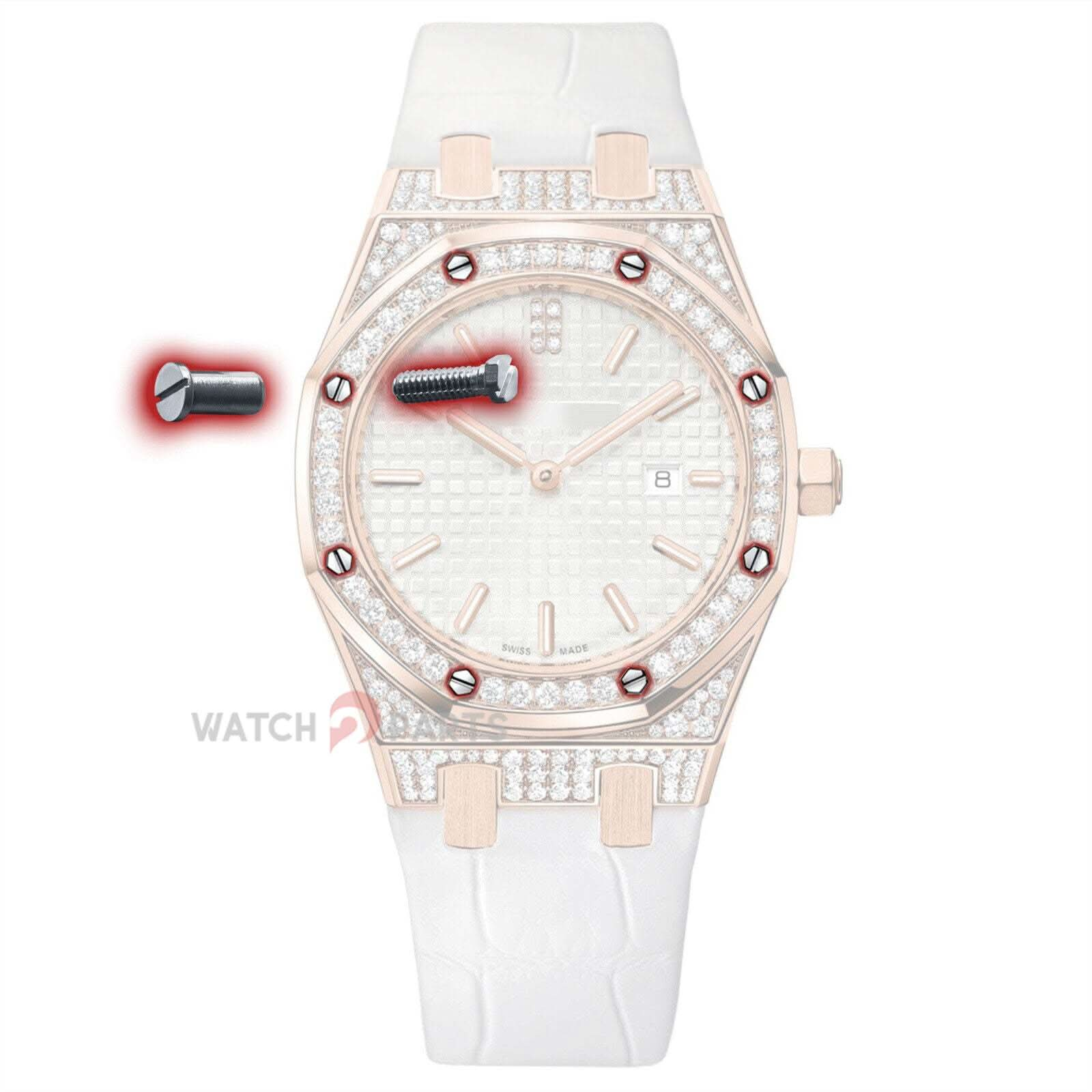 شاهد المسمار المسمار المسمار لـ Audemars Piguet 67652 67651 AP Royal Oak Lady Watch