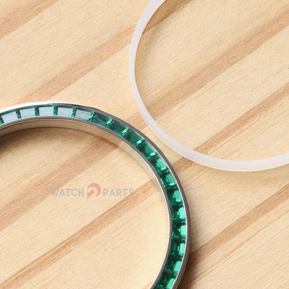 Synthetic Blue Sapphire & Emerald Watch Gemstone Bezel for Rolex Datejust 36 1262xx 36mm Watch Insert - watch2parts