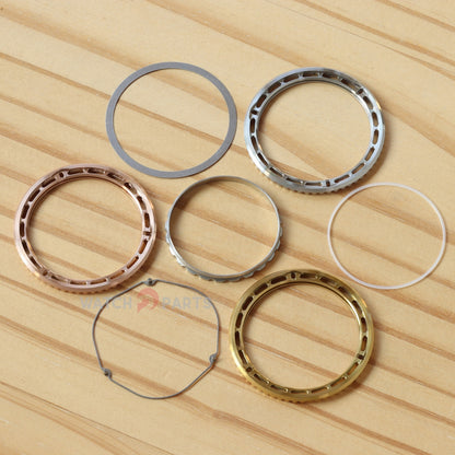 Bisel estriado+Junta de bisel de goma+Haga clic en Spring+Tension Spring+Bisel de retención para Rolex GMT-Master II 126710/116710