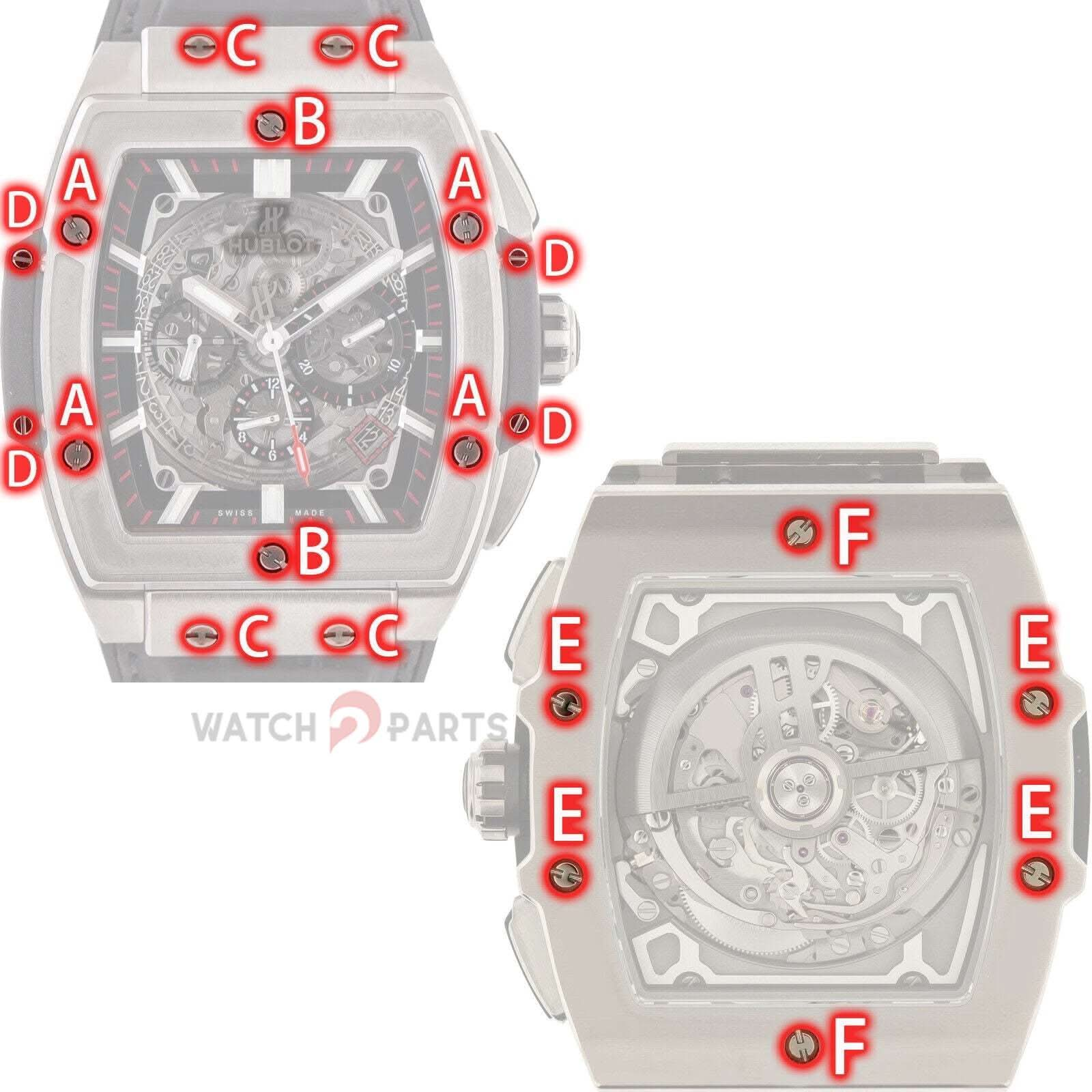 Uhre Schraube nach Hublot Spirit of Big Bang 601 45mm Uhr Lünette/Gurt/Hülle zurück