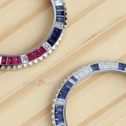 Moissanite/Blue Sapphire & Rubies Watch Bisel para Rolex GMT-Master II 40 mm Reloj