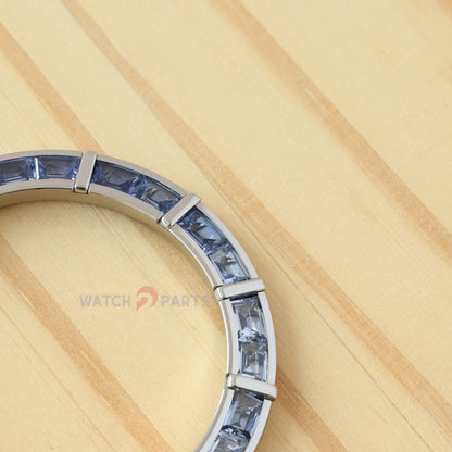 24 Baguette Synthetic Blue الياقوت الماس الفضية السات