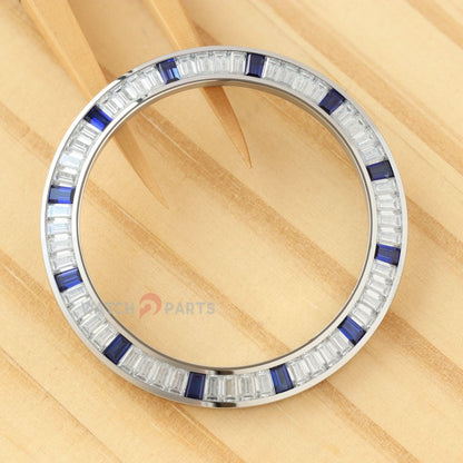 Synthetic Moissanite Diamond & Dark Blue Sapphire Watch Bisel para Rolex Daytona 40 mm Watch Gemstone Bezel