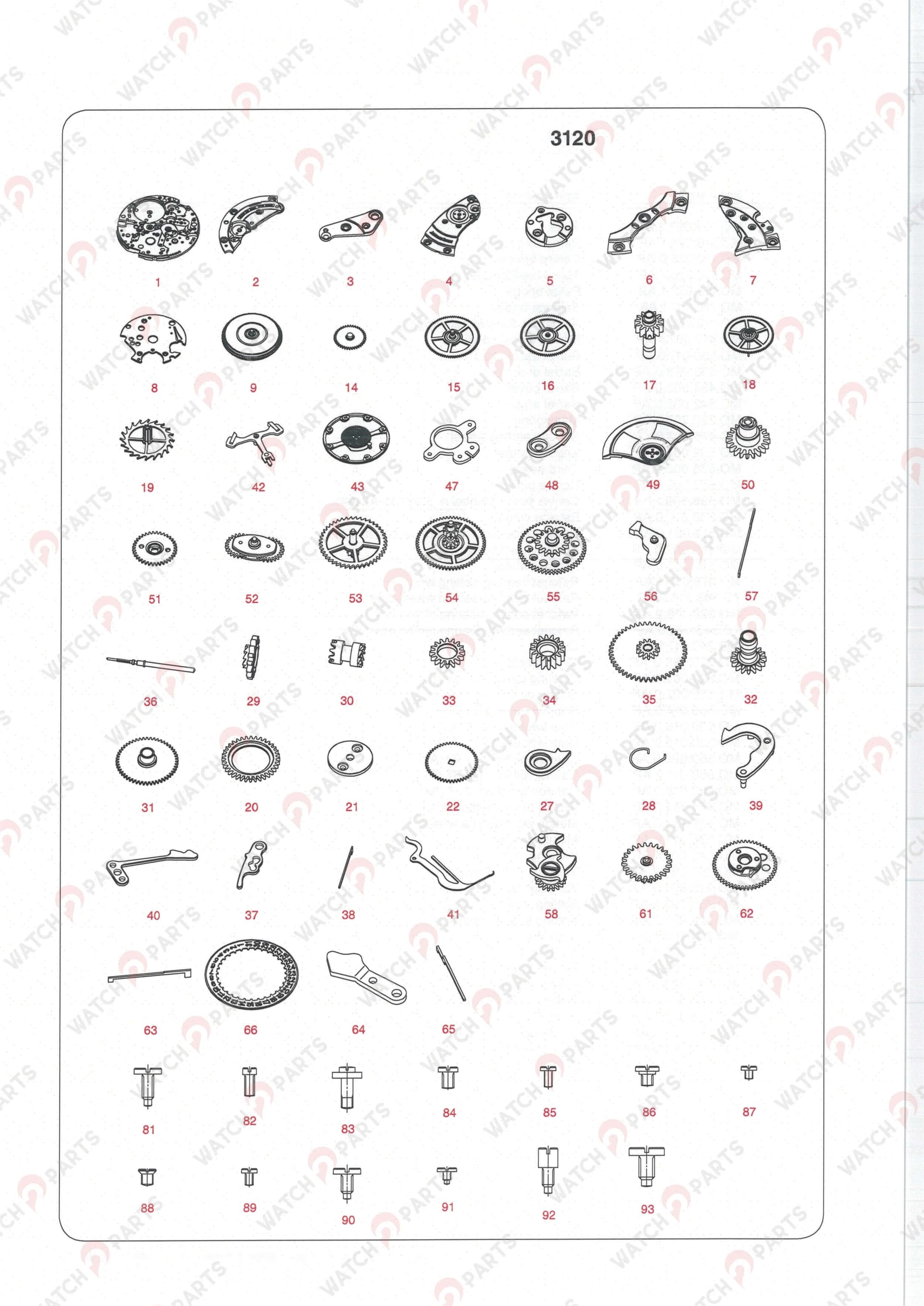 DATE INDICATEUR Roue d'entraînement pour Audemars Piguet CAL 3120 3126 CALIBRE WORD PART 62