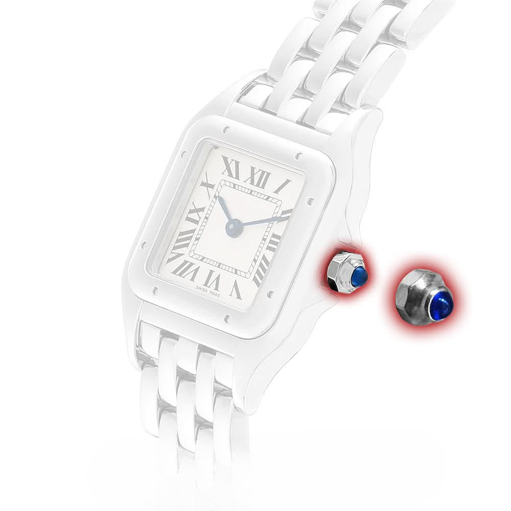 Acciaio Sapphire Crown per Cartier Ladies inossidabile Panthere 1320 Quartz