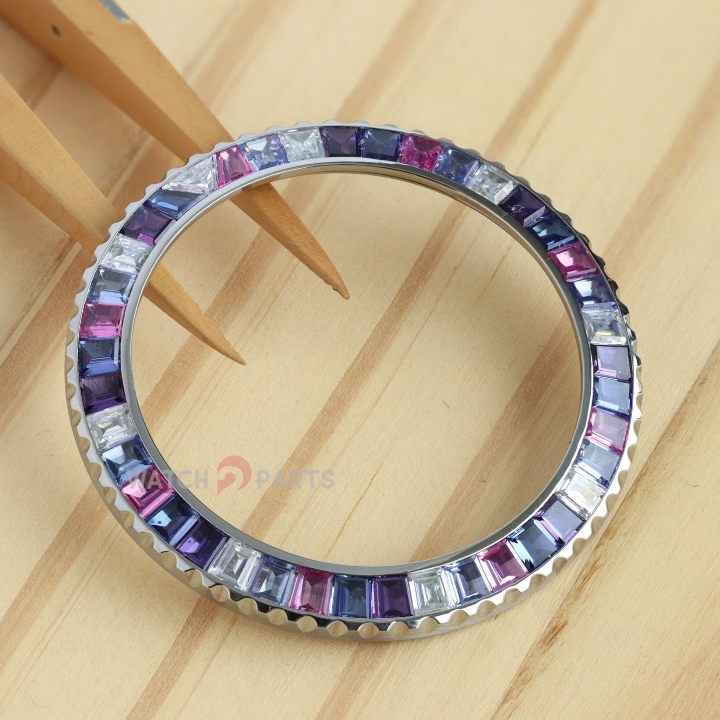 Mira el bisel para rubicias de yates rolex 42 mm Rubies y spinela azul sintética/espinela morada y moissanite
