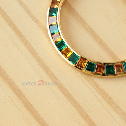 Synthetic Emerald & Orange Gemstone Watch Bisel para Rolex Daytona 40 mm Watch