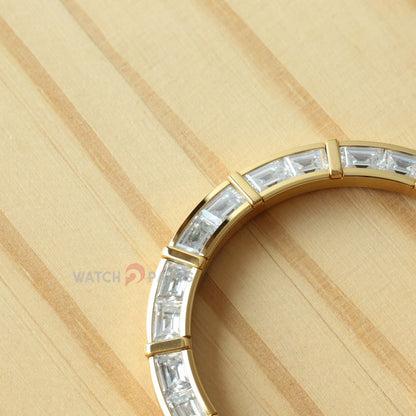 24 Baguette Synthetic Moissanite Diamond Gold Watch Bisel para Rolex Daytona 40 mm Watch Bisel Gemstone