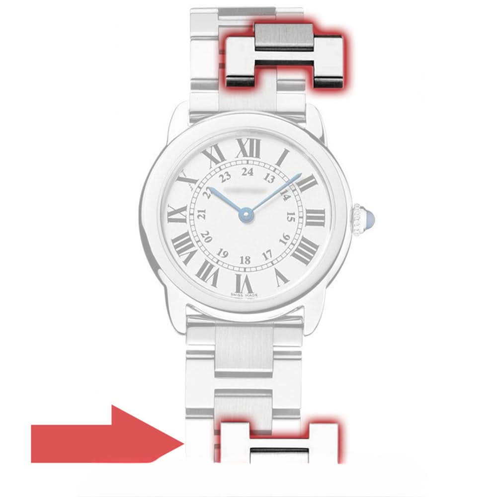 STEEL Watch Band Link Selective لـ Cartier Ronde Solo Authentic Watch (3802 3914 2933)