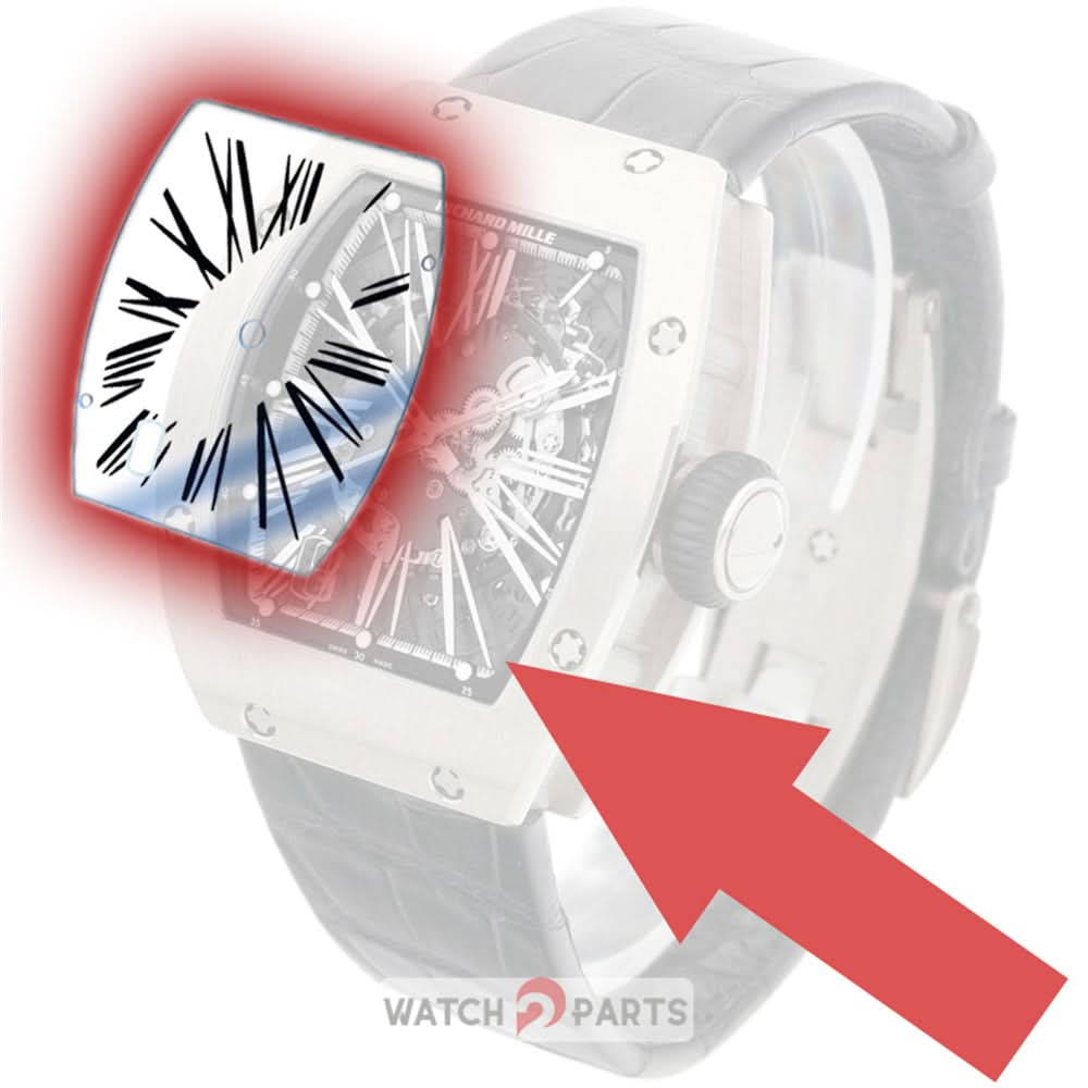 AR -Beschichtung Römisches Ziffern Sapphire Crystal Watch Dial für Richard Mille RM023 Uhr