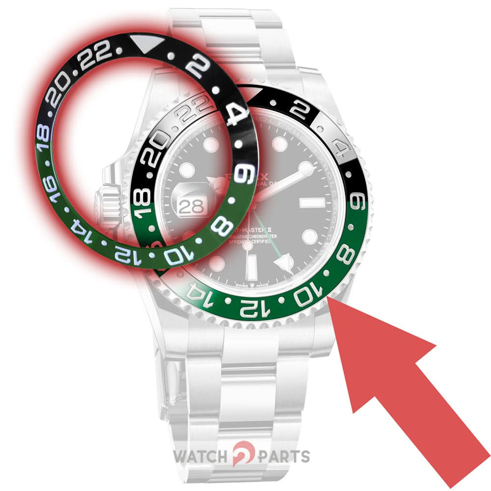 126720 Femella in ceramica verde nera per Rolex GMT-Master II Oystersteel Hand Hand Watch